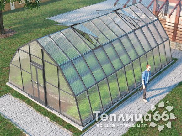 Теплица Рада Балхаш из поликарбоната, 5х8 метров, графитовая